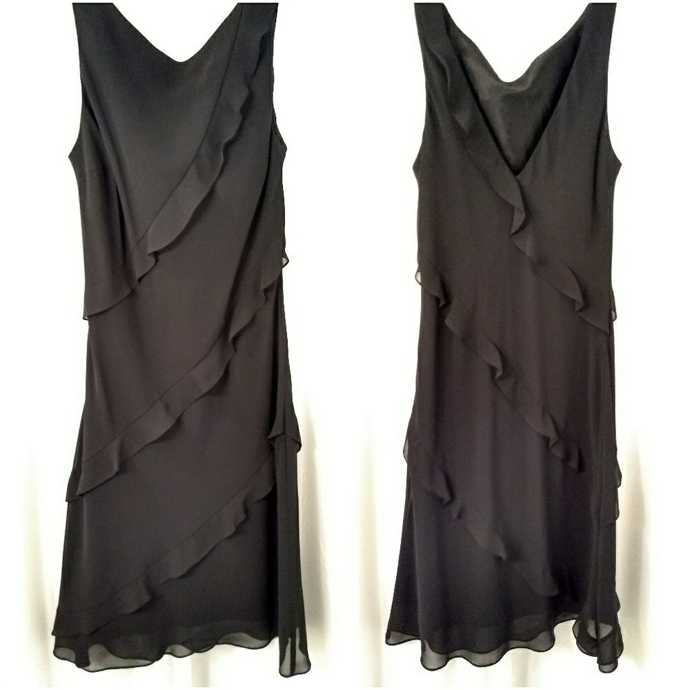 Ever Beauty Black Ruffle Midi Dress